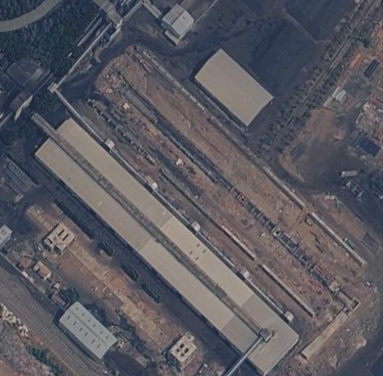 Aerial view of a coal handling plant with covered galleries