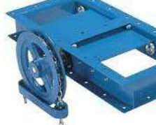 Blue rack and pinion gate with chain wheel