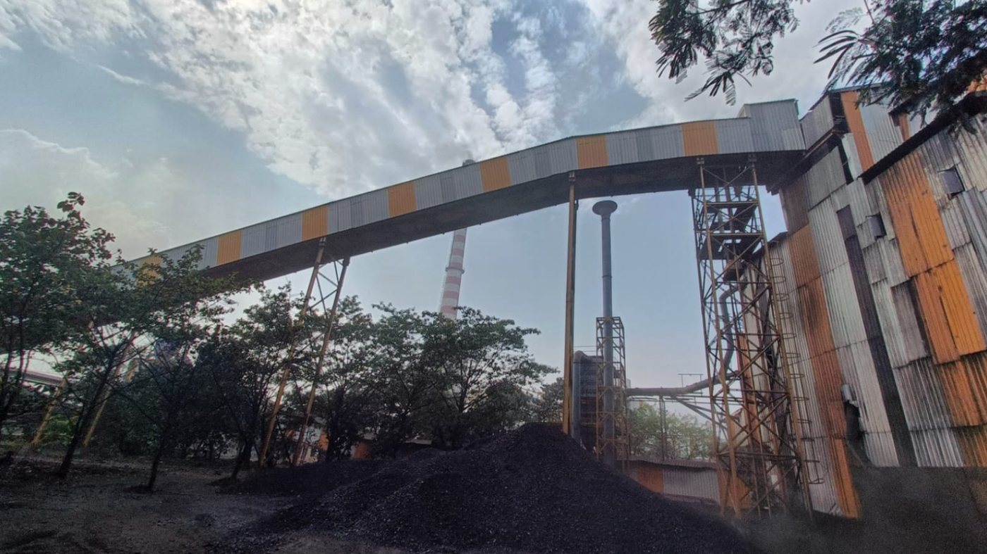 Long covered conveyor gallery at a power plant