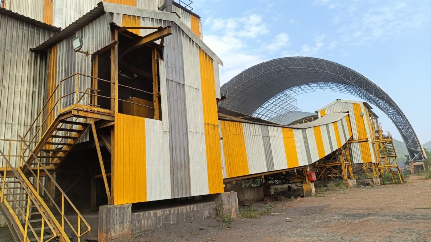 Long covered conveyor gallery at a power plant